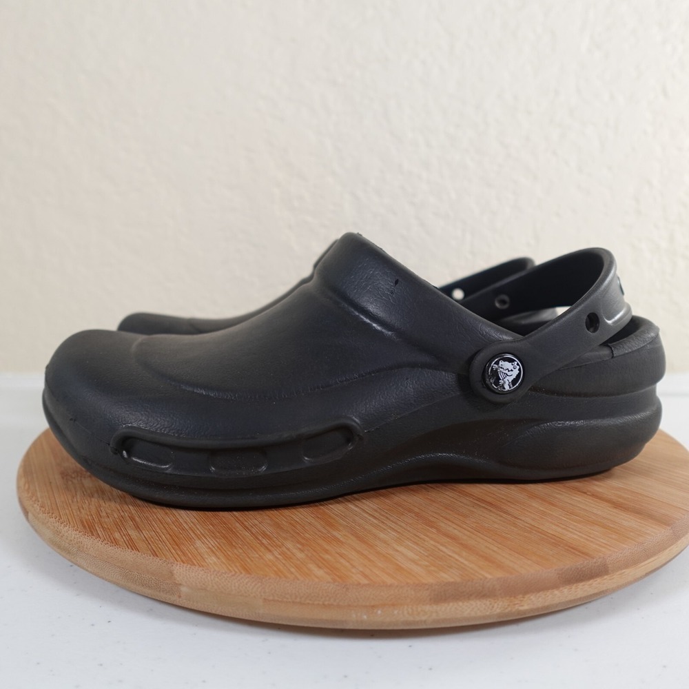 Crocs Bistro Mens 8 Womens 10 Clogs Slip Resistant Shoes Nurse Chew Work Black - Picture 6 of 11